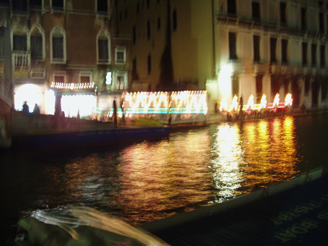 Restaurant lights on canal